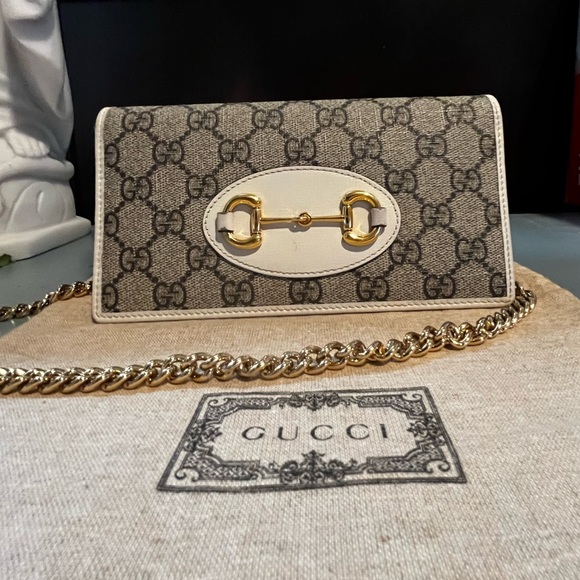 Gucci horse-bit leather wallet. With chain strap. - Picture 5 of 16
